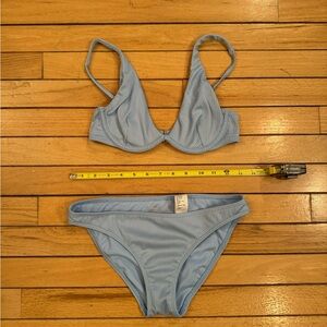 Hollister Light Blue Ribbed Underwire Bikini Set